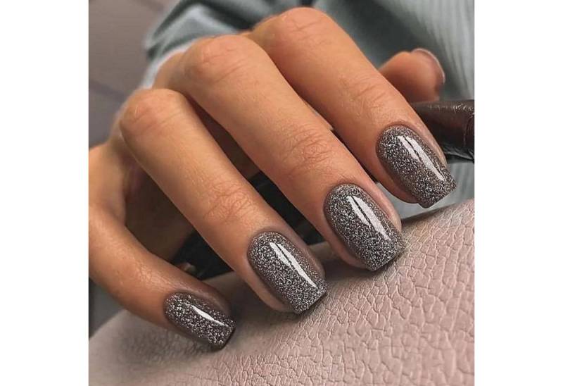 LuxusKollektion Kunstfingernägel Künstliche Nägel PressOn Glitter Grau Eckig 24 918grey&glitter5 von LuxusKollektion