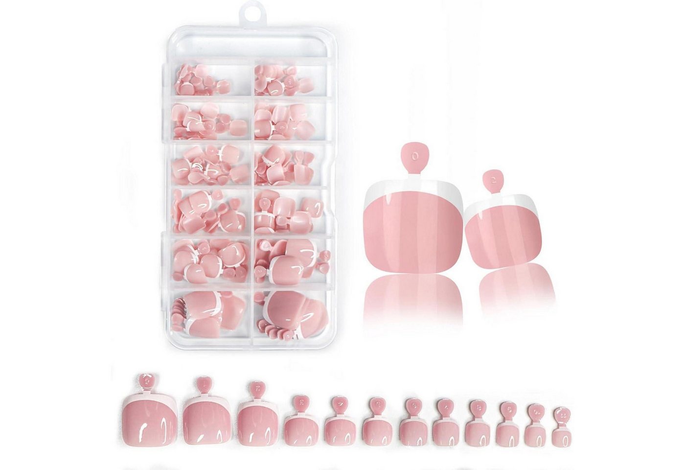LuxusKollektion Kunstfingernägel Künstliche Zehennägel 120 Stück rosa kurze quadratische mit Gelkleber von LuxusKollektion
