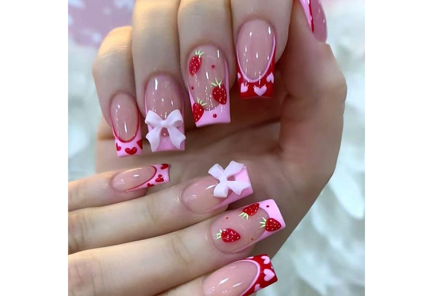 LuxusKollektion Kunstfingernägel Künstlicher Nagel 24er eckig kurz pink Acryl Kirsche für Mädchen LuxusKollektion Kunstfingernägel Künstlicher Nagel 24er eckig kurz pink Acryl Kirsche für Mädchen von LuxusKollektion