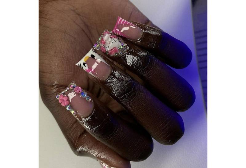 LuxusKollektion Kunstfingernägel Künstlicher Nagel Press on kurz Square 3D Zebra mit Nagelkleber Y2K von LuxusKollektion