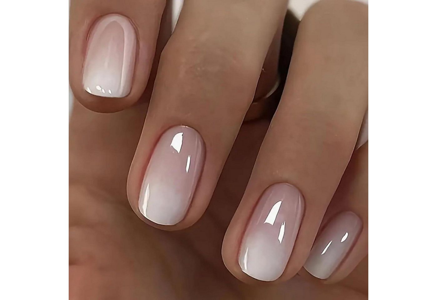 LuxusKollektion Kunstfingernägel Kunstnägel 24 Stück Kurz Eckig French Press Rosa Weiß Farbverlauf von LuxusKollektion