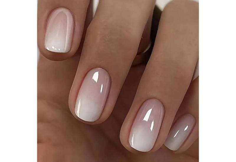 LuxusKollektion Kunstfingernägel Kunstnägel 24 Stück Kurz Eckig French Press Rosa Weiß Farbverlauf von LuxusKollektion