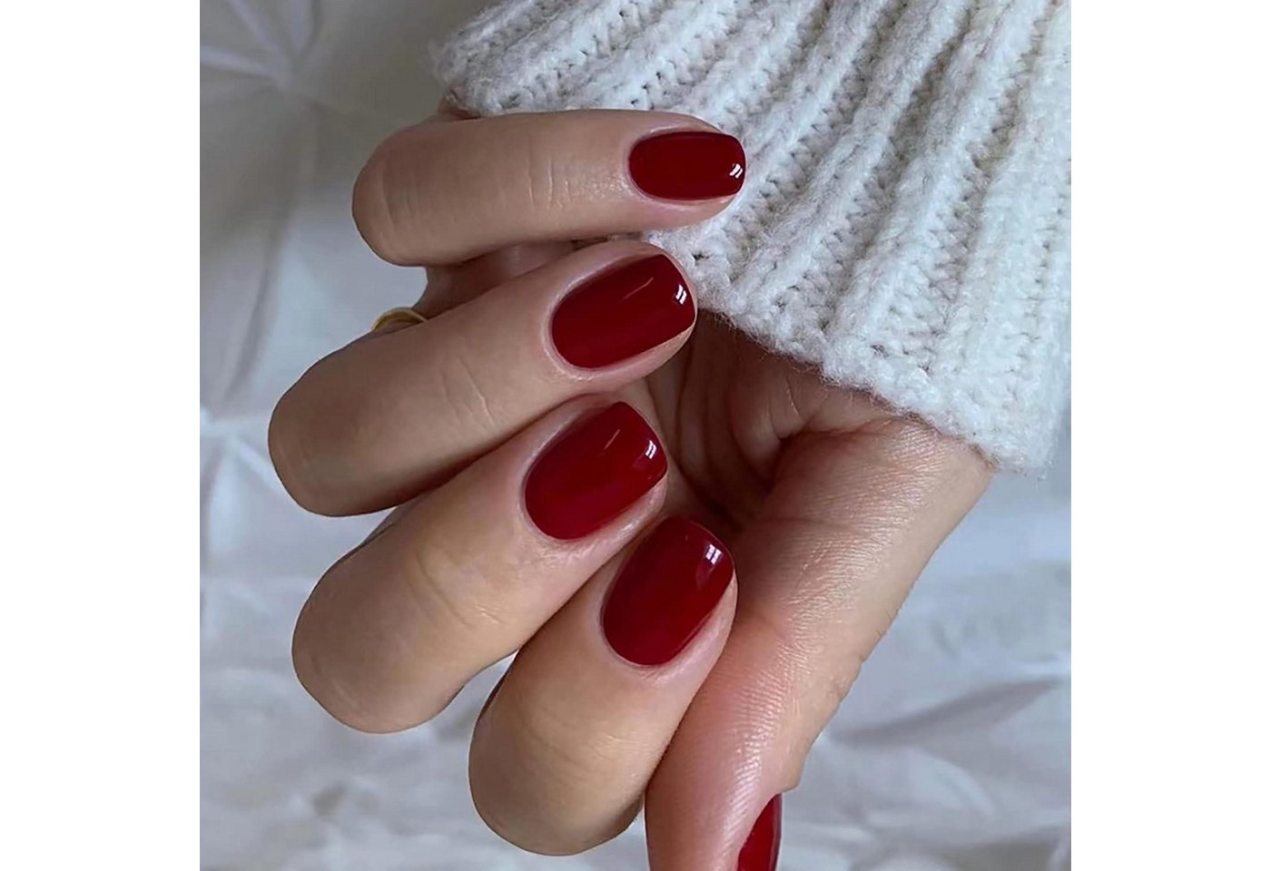 LuxusKollektion Kunstfingernägel Kunstnägel Kurz Squoval Burgunderrot Nagelkleber AZ13 von LuxusKollektion