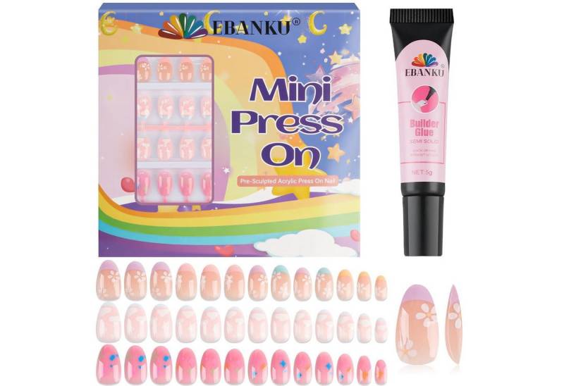 LuxusKollektion Kunstfingernägel Nägel 78 Stück Fake Kinder Mädchen 6-12 Nagelkleber Rosa Stern von LuxusKollektion