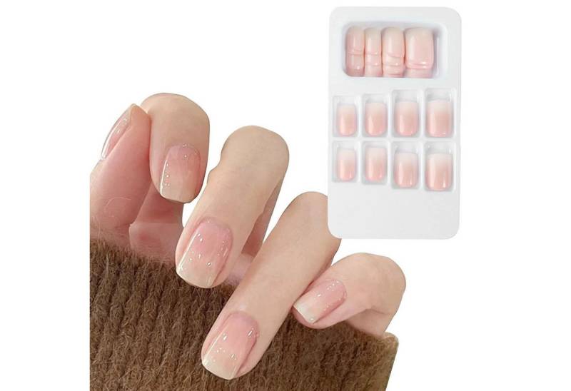 LuxusKollektion Kunstfingernägel Nägel Künstliche Kurz French Hellrosa 24Stk Press On Damen Abstufung von LuxusKollektion