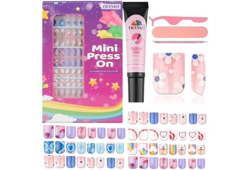 LuxusKollektion Kunstfingernägel Nagelset Falsche Nägel Kinder 5er Herz rosa Regenbogen Quadrat LuxusKollektion Kunstfingernägel Nagelset Falsche Nägel Kinder 5er Herz rosa Regenbogen Quadrat von LuxusKollektion
