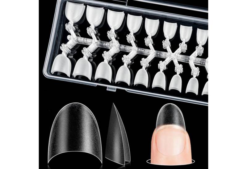LuxusKollektion Kunstfingernägel Nagelspitzen 300 Stück 12 Größen Kurz Oval Matt Acryl Halbmondförmig von LuxusKollektion
