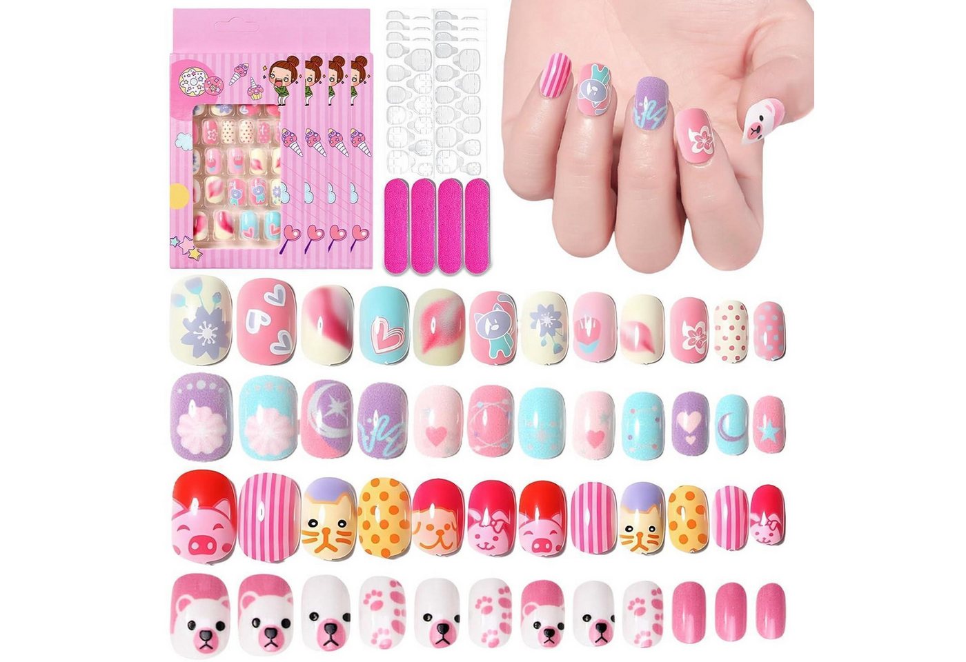 LuxusKollektion Kunstfingernägel Nagelspitzen 96 Stück kurz 4 Designs Square zum Aufkleben für Mädchen LuxusKollektion Kunstfingernägel Nagelspitzen 96 Stück kurz 4 Designs Square zum Aufkleben für Mädchen von LuxusKollektion