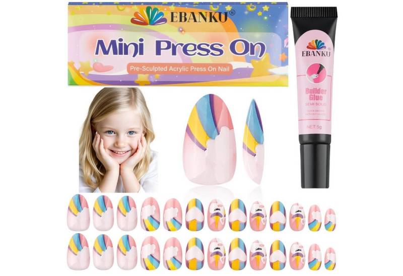 LuxusKollektion Kunstfingernägel Press on Nägel 26 Acryl Nagelspitzen Nagelkleber Mädchen Regenbogen von LuxusKollektion
