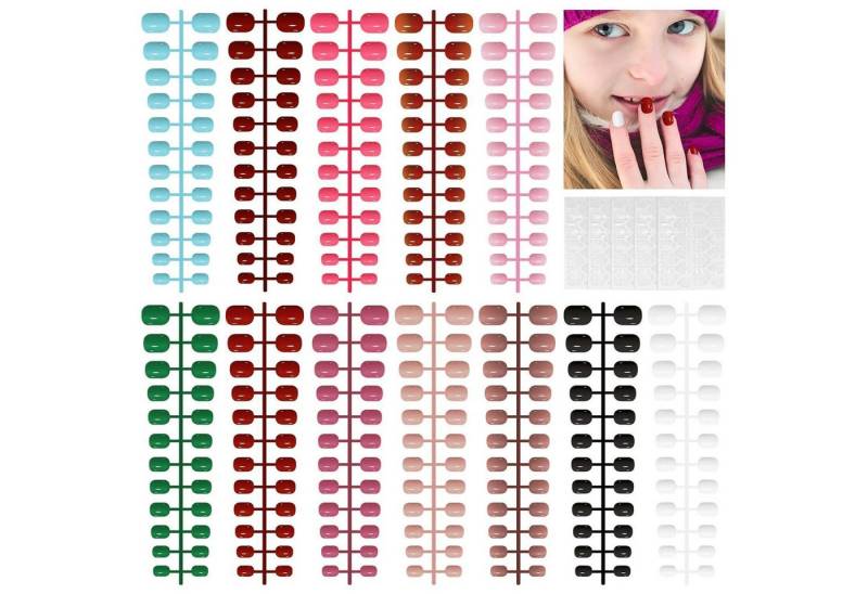 LuxusKollektion Kunstfingernägel Press on Nägel 288 kurz glänzend quadratisch 12 Farben Mädchen von LuxusKollektion