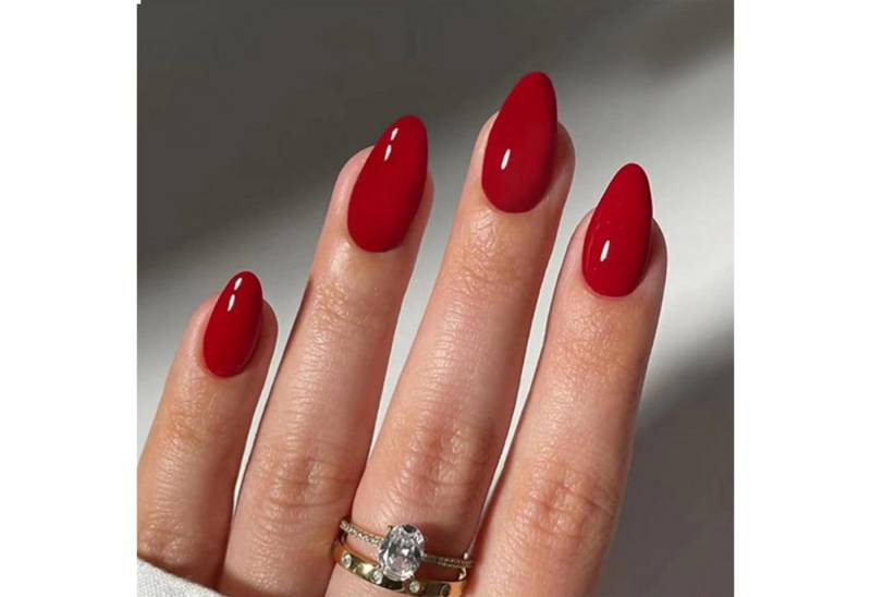 LuxusKollektion Kunstfingernägel Rote Mandel Press on Nägel Valentins Tag 24 Stück von LuxusKollektion