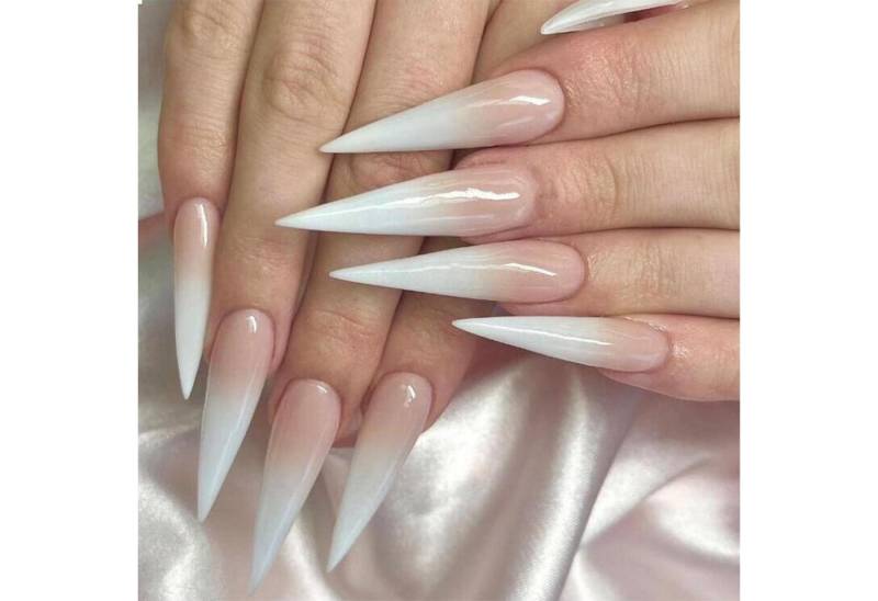 LuxusKollektion Kunstfingernägel Stiletto Akrylnägel Extra Lang Weiß Pink 24 Stück von LuxusKollektion