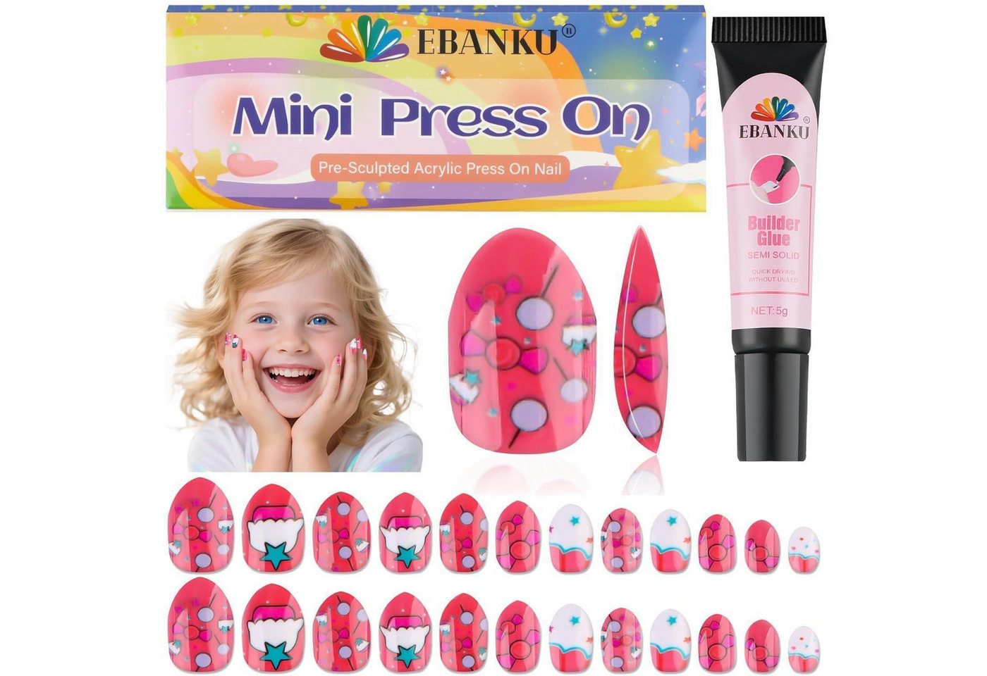 LuxusKollektion Kunstfingernägel Unechte Nägel Kit 24 Stück Presse Kleber Kinder Mädchen Bonbon LuxusKollektion Kunstfingernägel Unechte Nägel Kit 24 Stück Presse Kleber Kinder Mädchen Bonbon von LuxusKollektion