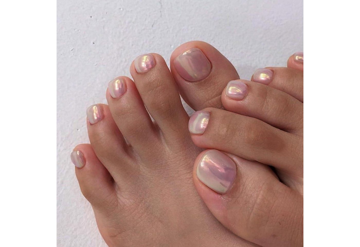 LuxusKollektion Kunstfingernägel Zehennägel Acryl Presson kurz quadratisch Glitzer 24er Chrome Rosa von LuxusKollektion