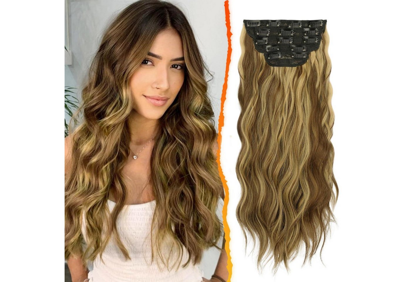 LuxusKollektion Kunsthaar-Extension Clip in Extensions Lange Wellige Haarverlängerungen Goldblond 45 cm LuxusKollektion Kunsthaar-Extension Clip in Extensions Lange Wellige Haarverlängerungen Goldblond 45 cm von LuxusKollektion
