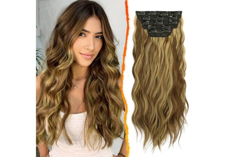 LuxusKollektion Kunsthaar-Extension Clip in Extensions Lange Wellige Haarverlängerungen Goldblond 45 cm von LuxusKollektion