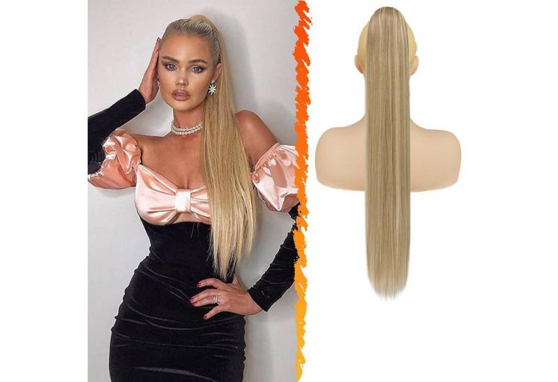LuxusKollektion Kunsthaar-Extension Kordelzug Pferdeschwanz Lang Glatt Blond 66CM Clip Haarteil Damen von LuxusKollektion