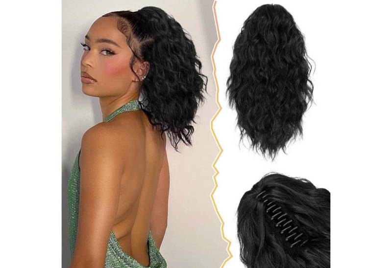 LuxusKollektion Kunsthaar-Extension Kurze Pferdeschwanz Verlängerung Schwarz Synthetik Haarclip 30CM von LuxusKollektion
