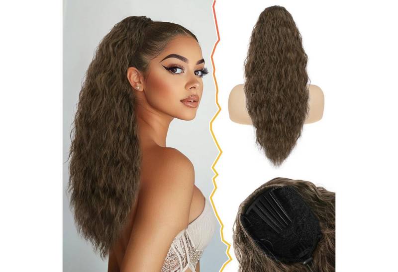 LuxusKollektion Kunsthaar-Extension Lockige Ponytail Extension 56cm Mittleres Braun Haarverlängerung von LuxusKollektion