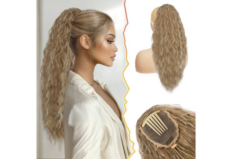 LuxusKollektion Kunsthaar-Extension Lockige Wellige Pferdeschwanz Haarverlängerung 56cm Mittleres Blond von LuxusKollektion