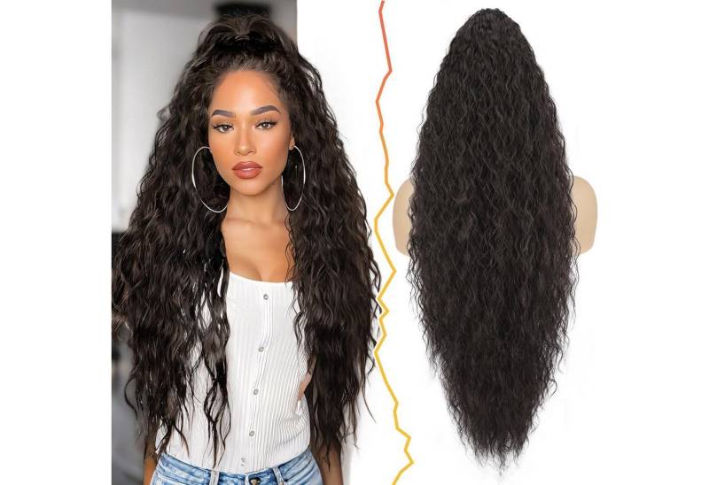 LuxusKollektion Kunsthaar-Extension Lockiger Pferdeschwanz Haarteil 76cm Dunkles Schokoladenbraun von LuxusKollektion