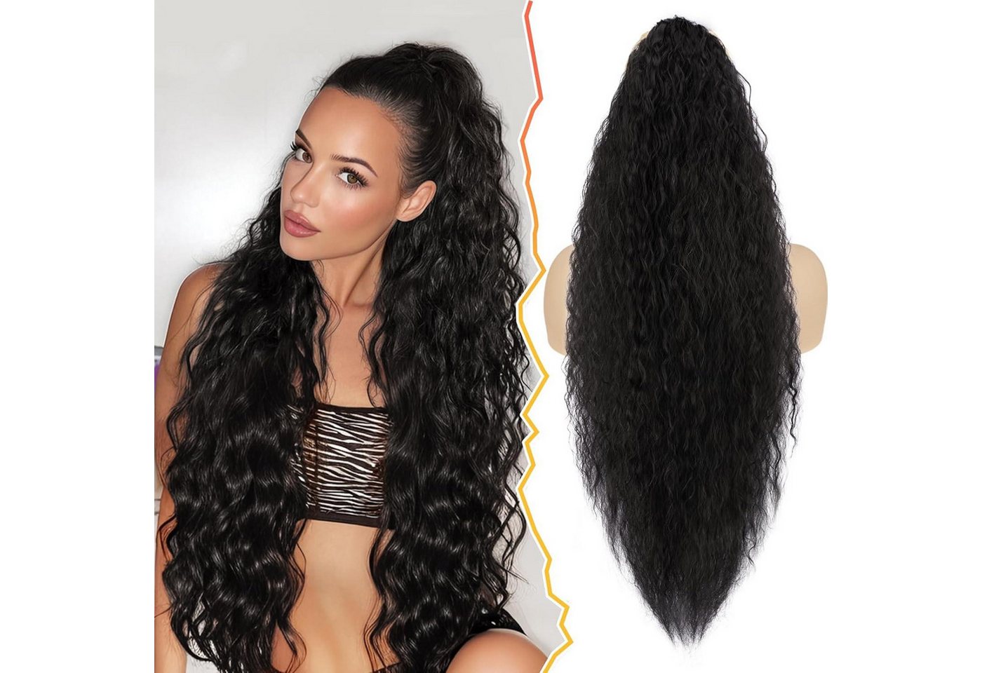 LuxusKollektion Kunsthaar-Extension Lockiges Ponytail Extension mit Kordelzug, 76 cm Pferdeschwanz von LuxusKollektion