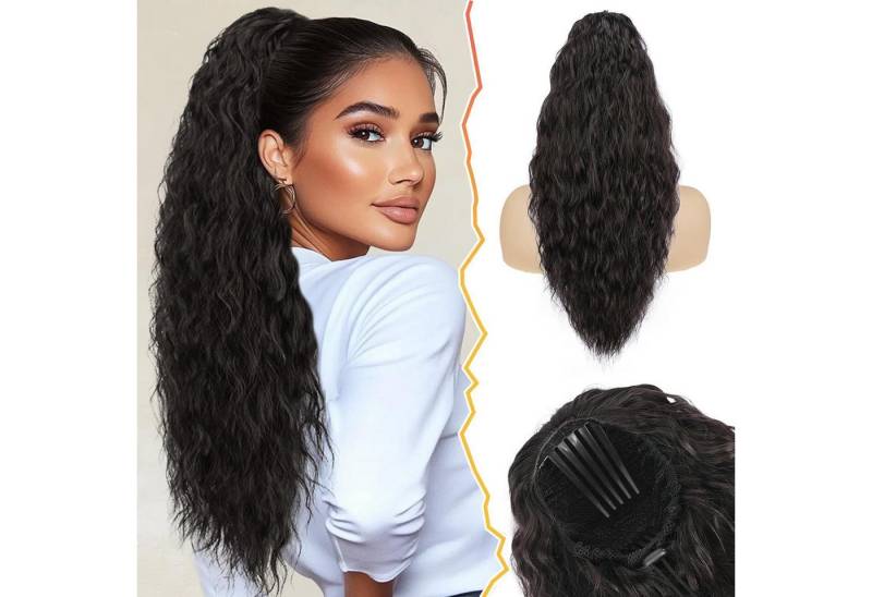 LuxusKollektion Kunsthaar-Extension Pferdeschwanz Haarverlängerung Lockige 56cm Dunkel Braun von LuxusKollektion