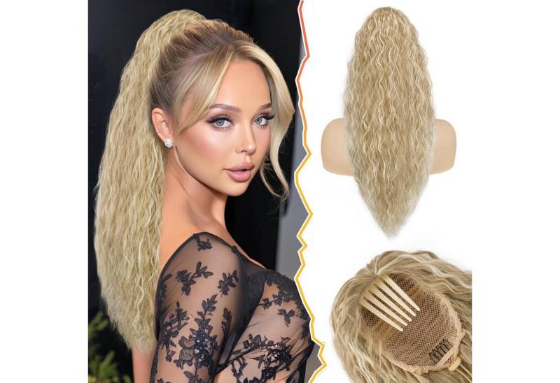 LuxusKollektion Kunsthaar-Extension Ponytail Extension Lockige Wellige Pferdeschwanz Haarteil 56cm Helles von LuxusKollektion