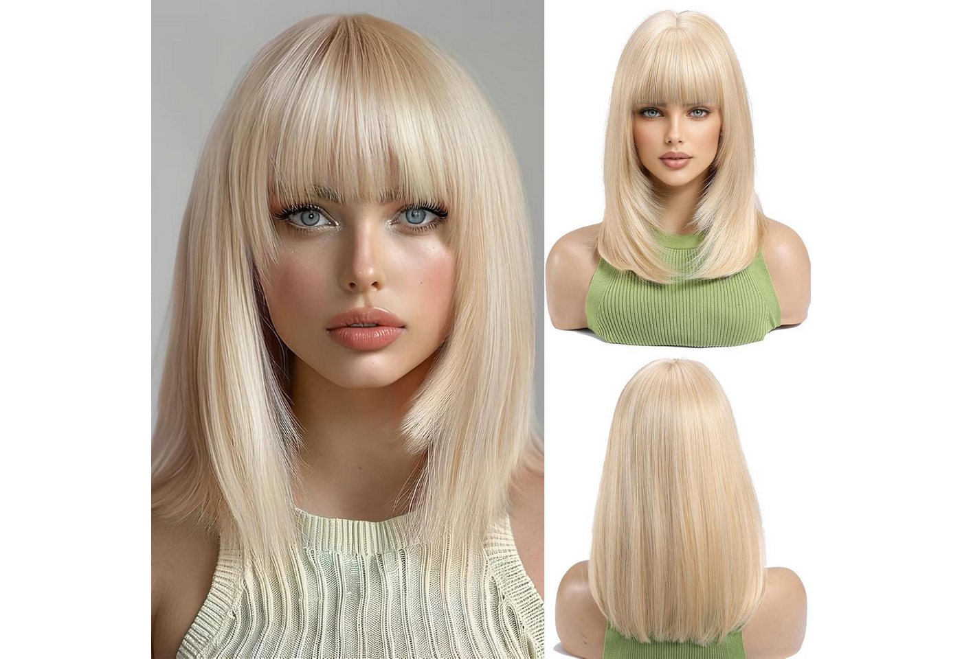 LuxusKollektion Kunsthaarperücke Blonde Kurze Bob Perücke mit Pony für Frauen Cosplay Party Tragen LuxusKollektion Kunsthaarperücke Blonde Kurze Bob Perücke mit Pony für Frauen Cosplay Party Tragen von LuxusKollektion