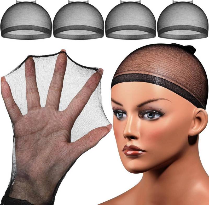 LuxusKollektion Kunsthaarperücke Haarnetz Nylon Ultra Dünn Perücke Kappen Set Schwarz 4 von LuxusKollektion