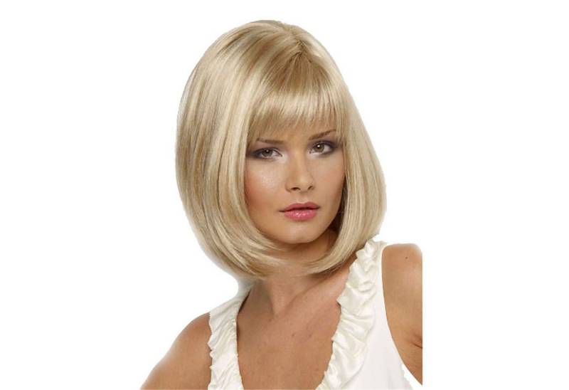LuxusKollektion Kunsthaarperücke Kurze blonde Perücke Frauen Naturhaar Synthetische gerade Pony von LuxusKollektion