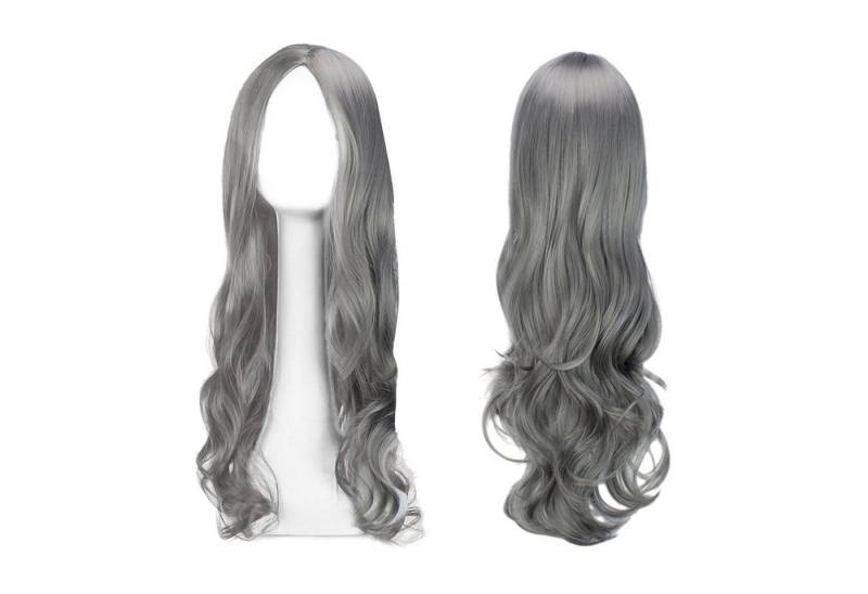 LuxusKollektion Kunsthaarperücke Lange Gewellt Silber Grau Perücke Frauen Mädchen 27’’ Lockige von LuxusKollektion
