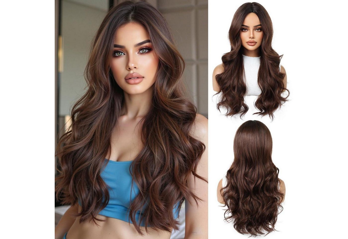 LuxusKollektion Kunsthaarperücke Perücke Frauen Locken Synthetikhaar Alltag Party Cosplay Braun(6352-2) von LuxusKollektion