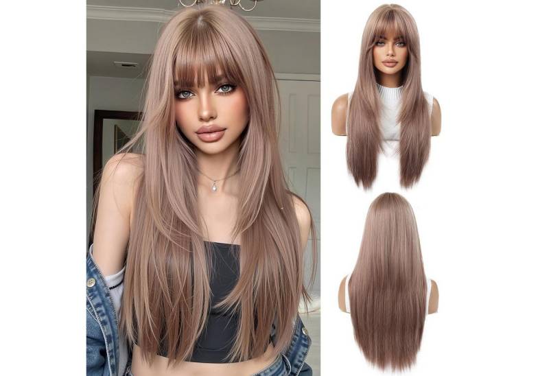 LuxusKollektion Kunsthaarperücke Perücken Damen Pony synthetisch lang Cosplay Erdbeere Blonde(6355-4) von LuxusKollektion