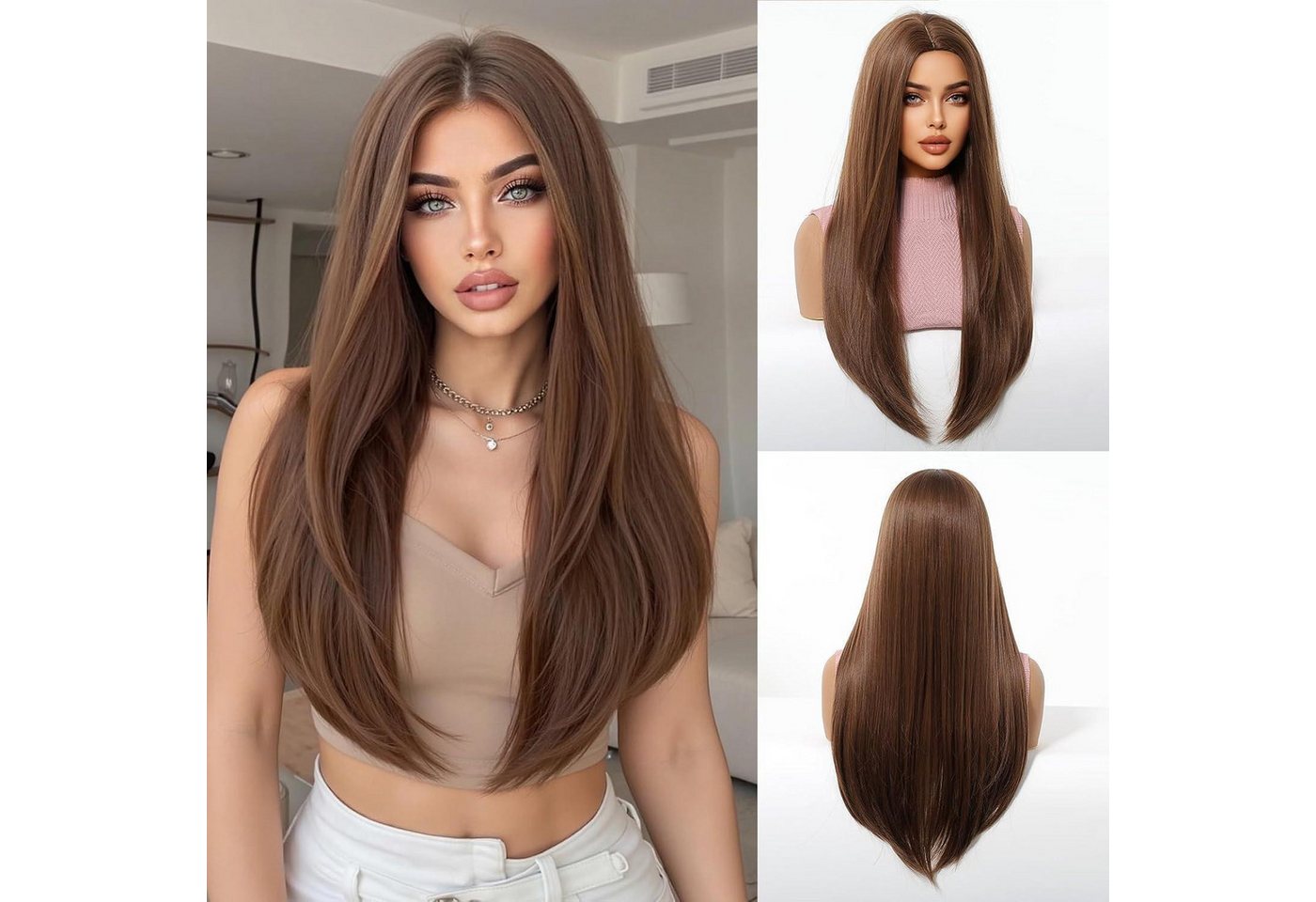 LuxusKollektion Kunsthaarperücke Perücken Frauen Kunsthaar Cosplay Party Alltag Braun (1278-4) von LuxusKollektion