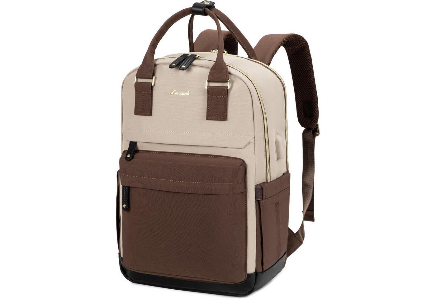 LuxusKollektion Laptoprucksack Arbeitstasche Damen 15,6 Zoll Laptop Rucksack Wasserdicht Braun von LuxusKollektion