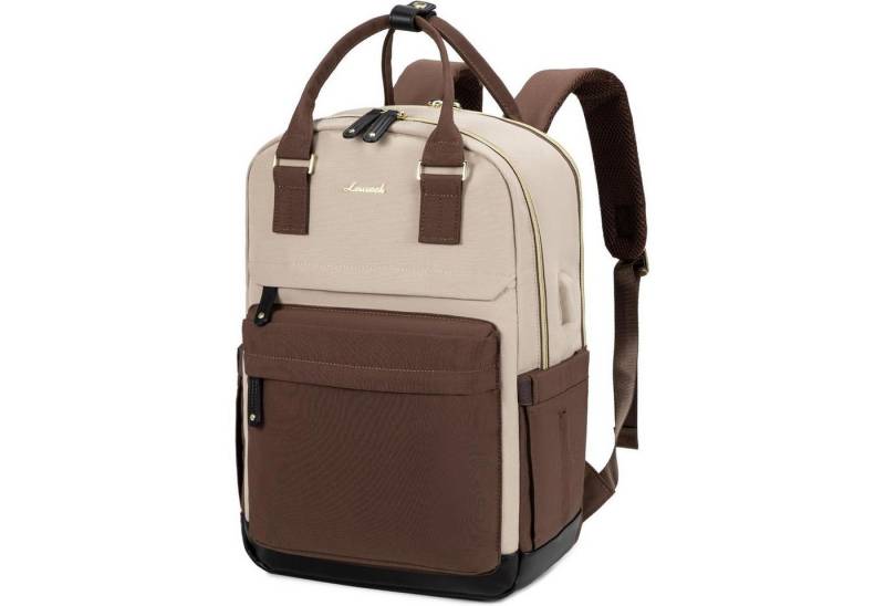 LuxusKollektion Laptoprucksack Arbeitstasche Damen 15,6 Zoll Laptop Rucksack Wasserdicht Braun von LuxusKollektion
