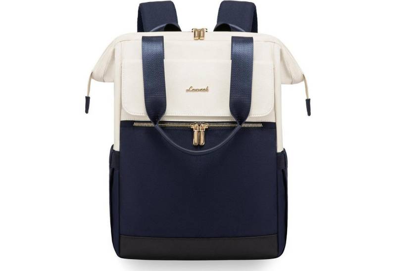 LuxusKollektion Laptoprucksack Laptop Rucksack 17,3 Zoll 2in1 Beige & Blau 17,3 Zoll von LuxusKollektion