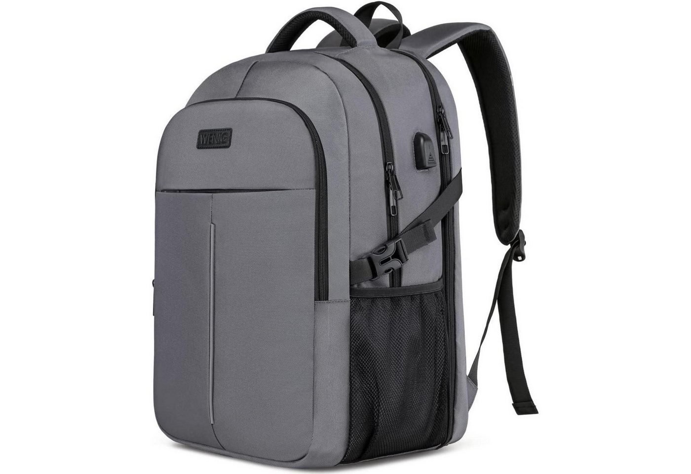 LuxusKollektion Laptoprucksack Laptop Rucksack Herren USB Business Notebook Schule 17.3 Zoll Grau von LuxusKollektion