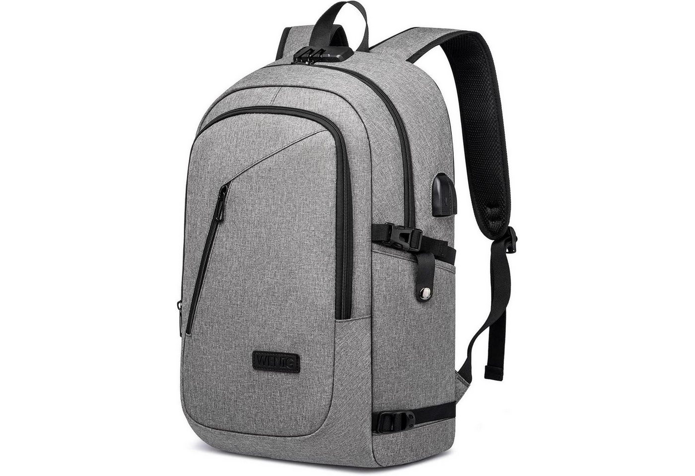 LuxusKollektion Laptoprucksack Laptop Rucksack Herren USB Ladeanschluss 17.3 inch Grau von LuxusKollektion