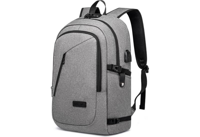 LuxusKollektion Laptoprucksack Laptop Rucksack Herren USB Ladeanschluss 17.3 inch Grau von LuxusKollektion