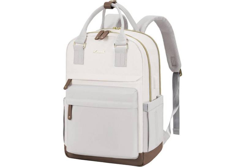 LuxusKollektion Laptoprucksack Laptop Rucksack Wasserdicht 15,6 Zoll Beige & Grau von LuxusKollektion