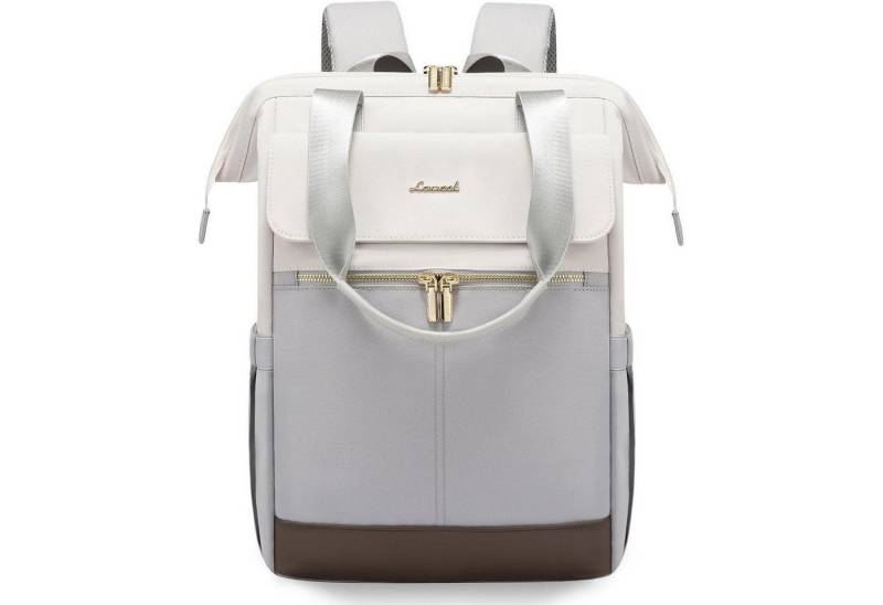 LuxusKollektion Laptoprucksack Laptoprucksack 2in1 Schulrucksack Uni Büro Beige & Hellgrau 17,3 Zoll von LuxusKollektion