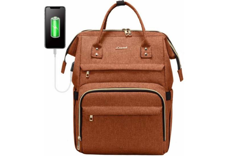 LuxusKollektion Laptoprucksack Laptoprucksack Damen 15,6 Zoll Stylischer Rucksack Wasserdicht Orang von LuxusKollektion