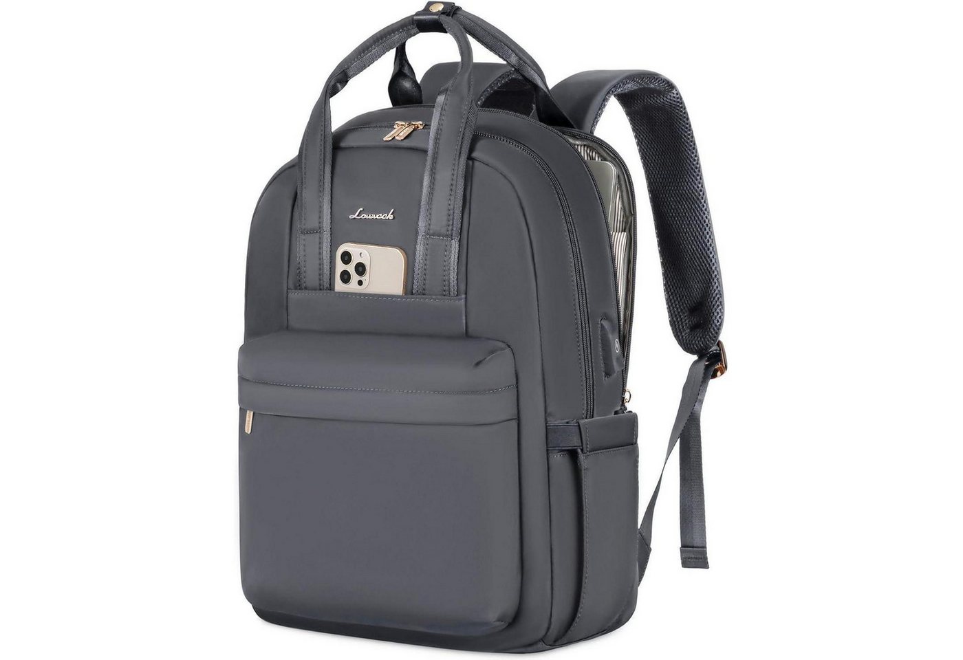 LuxusKollektion Laptoprucksack Laptoprucksack Damen USB Ladeanschluss 15.6 Zoll Dunkelgrau von LuxusKollektion