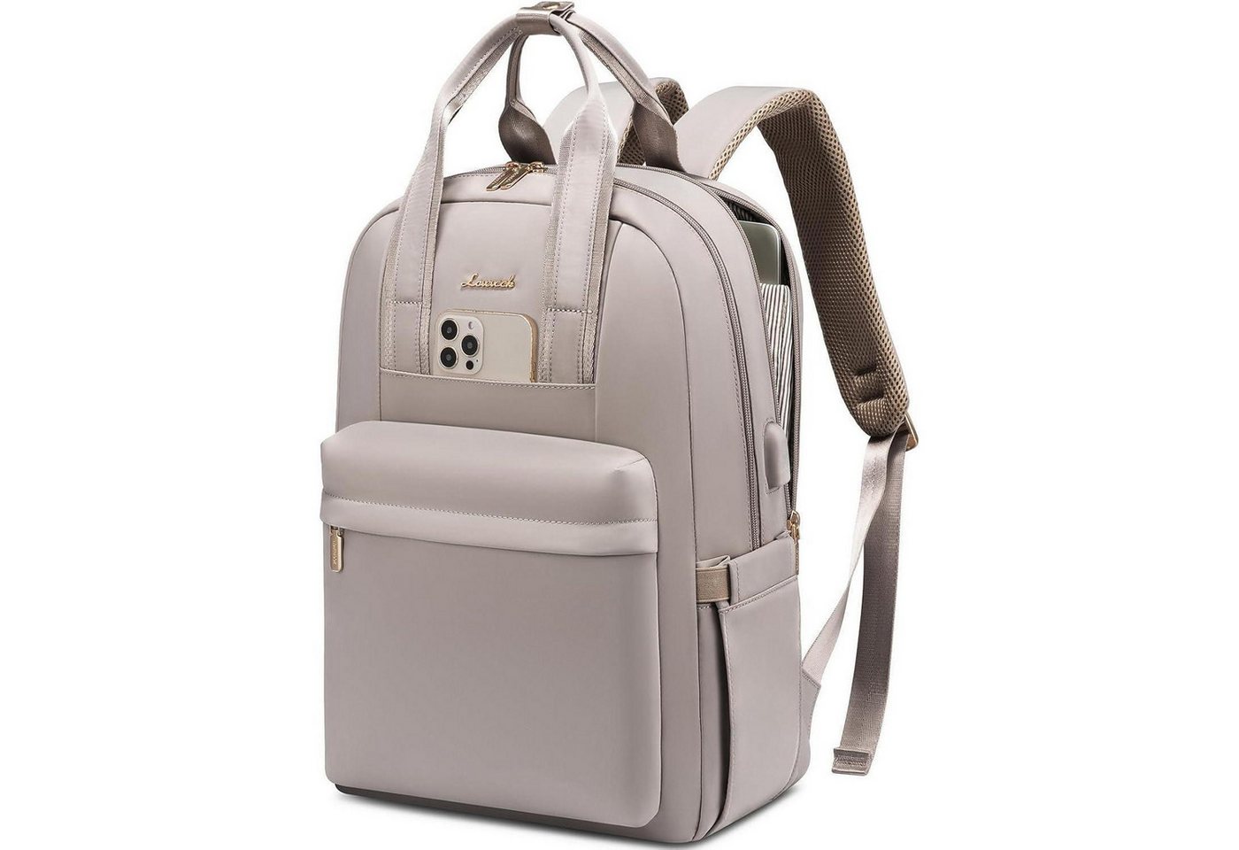 LuxusKollektion Laptoprucksack Rucksack Damen 15 6 Zoll Laptopfach wasserdicht 15.6 Zoll A-taro Grau von LuxusKollektion