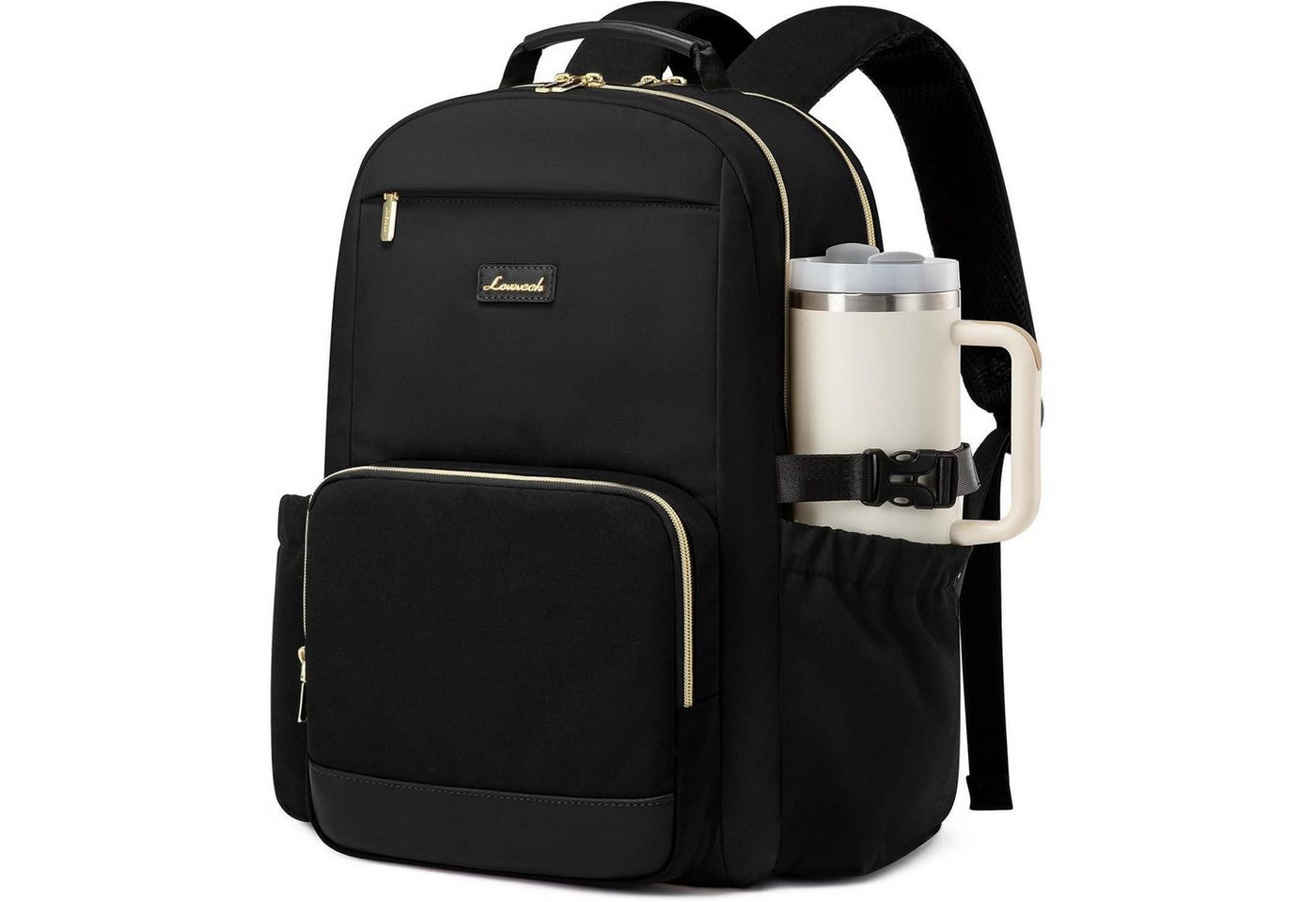 LuxusKollektion Laptoprucksack Rucksack Damen Laptop Schulrucksack Teenager Schwarz 15.6 zoll von LuxusKollektion