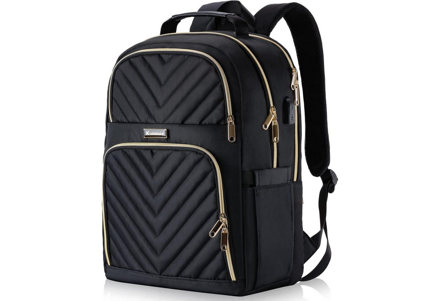LuxusKollektion Laptoprucksack Rucksack Damen Laptop USB 45L Schulrucksack Teenager 17,3 Zoll Schwarz von LuxusKollektion