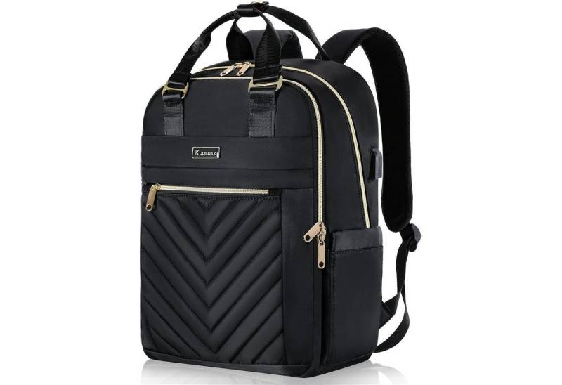 LuxusKollektion Laptoprucksack Rucksack Damen Laptop USB Ladeanschluss 15,6 Zoll Schwarz von LuxusKollektion