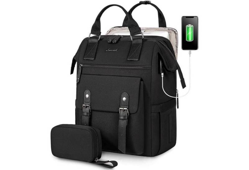LuxusKollektion Laptoprucksack Rucksack Damen Laptopfach wasserdicht 15,6 Zoll-Update Schwarz von LuxusKollektion
